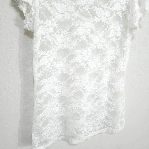 Downeast Lace Top Womens Large  White Floral Summer Coquette Feminine Bo… - Picture 11 of 11